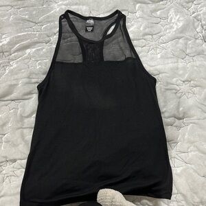 Stylish Black Sheer Panel Tank Top